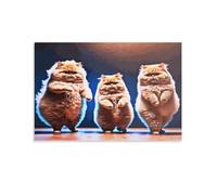 QBIREX Dancing Cat Posters Prints Oil Canvas Mural Painting Lying Sideways Modern Wall Art Bathroom Decor 08x12inch(20x30cm)