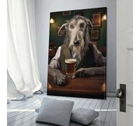 QBIREX Deerhound in The Bar Art Poster Canvas Wall Art Decorative Bedroom Modern Home Print Picture Artworkss 3D Wall Art Living Room 12x18inch(30x45cm)