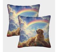 QBIREX Dog Heaven Rainbow Kids Pillow Cases for Sofa Bedroom Pillow Shell Fade Pillow Covers 40x40cm