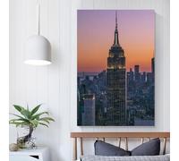 QBIREX Empire State Building Art Poster Canvas Wall Art Decorative Bedroom Modern Home Print Picture Artworkss 3D Wall Art Living Room 08x12inch(20x30cm)