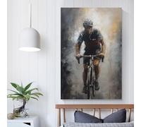 QBIREX Energetic Cyclist Painting Canvas Artwork for Wall Wall Decor Ready to Hang for Bathroom Toilet Decor Wall Art Canvas 24x36inch(60x90cm)