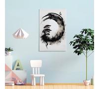 QBIREX Enso Circle Life Ink Wash Pictures Artwork for Living Room Gift Canvas Wall Art Nordic Home Decor Ready to Hang Poster And Prints 16x24inch(40x60cm)