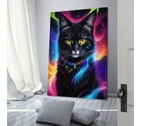 QBIREX Fantasy Black Cat Portrait Canvas Painting Abstract Artwork Poster Picture Canvas Wall Art Decor Room Decor Wall Art Set 08x12inch(20x30cm)