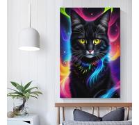 QBIREX Fantasy Black Cat Portrait Poster Vintage Art Cover Room Decor Aesthetic Bedroom Decor Canvas Posters For Bedroom 08x12inch(20x30cm)