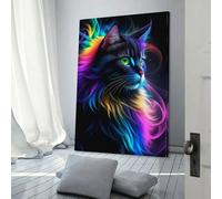 QBIREX Fantasy Black Furry Cat Poster Print Art Wall Painting Canvas Posters Modern Bedroom Decor Birthday Decoration Supplies 08x12inch(20x30cm)