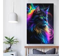 QBIREX Fantasy Black Furry Cat Poster Print Art Wall Painting Canvas Posters Modern Bedroom Decor Birthday Decoration Supplies 20x30inch(50x75cm)