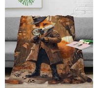 QBIREX Fox Detective Large Blanket Throw Washable Fluffy Cozy Mum Blanket from Daughter for Camping for Adults Kids 70x80inch(180x200cm)