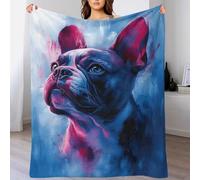 QBIREX French Bulldog Portrait 3D Printed Flannel Fleece Blanket Soft Lightweight Warm And Cozy for Bed, Couch 40x50inch(100x130cm)