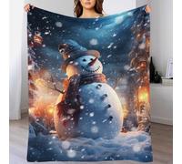 QBIREX Frosty Snowman Oversized Warm Adult Super Soft Blanket 3D Print Anti-pilling Flannel For Adults for Bed 70x80inch(180x200cm)