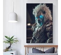 QBIREX Future Albino Lion Art Canvas Paintings On The Wall Art Posters And Prints Hand to Hand Art Pictures Poster Home Decor16x24inch(40x60cm)