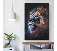 QBIREX Galaxy Cosmic Lion Face Poster Customisable with Canvas, Home Office Decor Living Room Bedroom Woman Birthday Gift Idea 12x18inch(30x45cm)