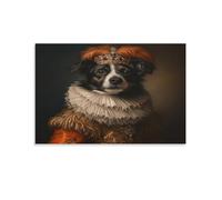 QBIREX Gentleman Dog Poster Canvas Painting Wall Art Picture Home Decor Print For Bedroom Living Room Gifts from Kids 16x24inch(40x60cm)
