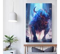 QBIREX Giant Bison Bull Canvas Poster Wall Art Decor Print Picture Paintings for Living Room Bedroom Decoration Anniversary Wife Husband 08x12inch(20x30cm)