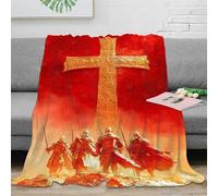QBIREX Golden Cross Knights Blanket Double Soft Womens Blanket for Settee Personalised Christmas Birthday Gifts 40x50inch(100x130cm)