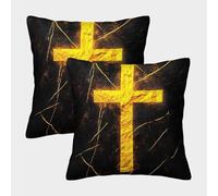 QBIREX 'Golden Cross ' Poster, Picture, Metal Print, Paint by The Creative Hub Pillowcase Lightweight & Breathable Sofa Pillows For Sofa Couch Bed Chair 40x40cm