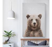 QBIREX Grizzly Bear Colorful Print Wall Art for Adults Canvas Artwork for Gifts from Kids Home Decor Living Room Bedroom Birthday Gifts Women 12x18inch(30x45cm)