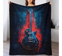 QBIREX Guitar Red Mood Kids Fluffy Blanket Easy-Care Daughter Blanket from Mum And Dad Suitable for All Season for Anniversary Marriage Valentine 60x80inch(150x200cm)