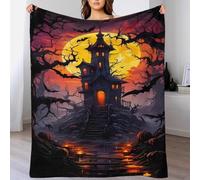 QBIREX Haunted House Halloween Fleece Christmas Blanket Warm Accent Personalised Blanket Baby for Sofa/Couch/Bed Throw for Lover Hubby Wifey Women Men 70x80inch(180x200cm)