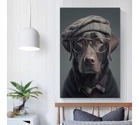 QBIREX Hipster Dog in Clothes Canvas Painting Wall Art Pictures Wall Art Set Living Room Home Decor Wedding Poster Home Decor 16x24inch(40x60cm)