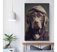 QBIREX Hipster Dog in Clothes Wall Art for Hallway And Stairs for Living Room Bedroom Paintings Wall Art 20x30inch(50x75cm)