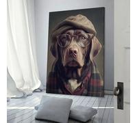 QBIREX Hipster Dog in Clothes Wall Pictures Living Room Kitchen Home Decorations Grey Wall Art 12x18inch(30x45cm)