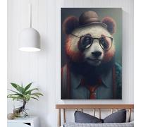 QBIREX Hipster Panda in Clothes Art Poster Fancy Wall for Living Room Bar Decoration Room Wall Decor Birthday Couple Celebrating 16x24inch(40x60cm)