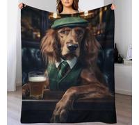 QBIREX Irish Setter at The Pub Christmas Blanket Warm & Extra Soft Nanny Blanket for Bed for Lover Hubby Wifey Women Men 50x60inch(127x152cm)