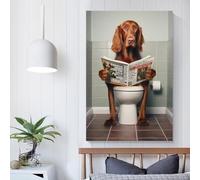 QBIREX Irish Setter on The Toilet Living Room Wall Art Living Room & Bathroom Decor Artwork 24x36inch(60x90cm)