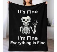 QBIREX Its Fine Skeleton Funny Fleece Throw Blanket, Thanksgiving Gift Fluffy Soft Couch Bed Blanket for Bedroom Living Rooms 40x50inch(100x130cm)