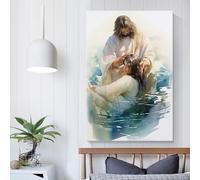 QBIREX Jesus Baptises Woman Canvas Wall Art Bedroom for Teens Girl Women Living Room Decoration Wall Decoration 16x24inch(40x60cm)