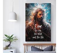 QBIREX Jesus Bible Verse Wall Pictures Living Room Kitchen Home Decorations Grey Wall Art 24x36inch(60x90cm)