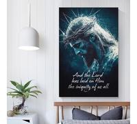 QBIREX Jesus Christ Lamb of Gof Bathroom Pictures for Home Walls Large Canvas Wall Art for Living Room 08x12inch(20x30cm)
