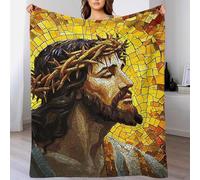 QBIREX Jesus Christ Mosaic Couple Blanket Warm Accent Cosy Fleece Blanket for Chair Gift for Women 50x60inch(127x152cm)