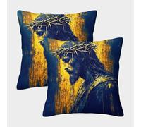 QBIREX 'Jesus Christ Portrait' Poster, Picture, Metal Print, Paint by The Creative Hub Small Pillow Cases Wrinkle Personalised Pillowcase for Hair And Skin 40x40cm
