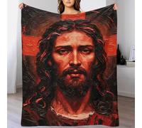 QBIREX Jesus Christ Portrait Soft Fluffy Christmas Blanket for Picnic Large Soft Blanket Sister Birthday Gift for Women 70x80inch(180x200cm)
