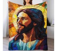 QBIREX Jesus Christ Stained Glass 3d Plush Flannel Fleece Throw Blanket,100% Microfiber Winter Warm & Cosy Blanket for Bed Couch 50x60inch(127x152cm)