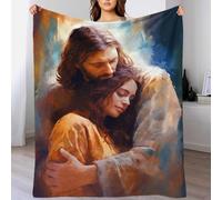 QBIREX Jesus Embracing Woman Flannel Blanket for Adults, Bedspread Sofa Blankets, 3D Printing Fleece Blanket 50x60inch(127x152cm)