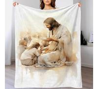 QBIREX Jesus Feeding Children 3D Fleece Bed Blankets Winter Warm Cozy Flannel Blanket Super Soft Blanket for Cold Weather 70x80inch(180x200cm)