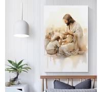 QBIREX Jesus Feeding Children Canvas Painting Wall Art For Teens Game Boys Room Wall Decor Large Pictures 08x12inch(20x30cm)