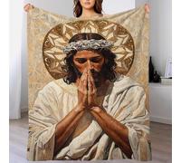 QBIREX Jesus in Prayer Blanket for Winter Plush Personalised Baby Blanket for Settee Kid 40x50inch(100x130cm)