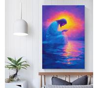 QBIREX Jesus Praying at Sunset Art Work for Home Walls for Living Room Bedroom Artwork 16x24inch(40x60cm)