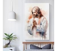 QBIREX Jesus Praying Watercolor Wall Art for Hallway And Stairs for Living Room Bedroom Paintings Wall Art 08x12inch(20x30cm)