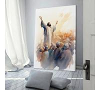 QBIREX Jesus Preaching to A Crowd Wall Canvas Art for Bedroom for Rustic Bath Decor Wall Canvas 20x30inch(50x75cm)