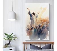 QBIREX Jesus Preaching to A Crowd Wall Canvas Art for Bedroom for Teens Girl Women Living Room Decoration Hallway Pictures 16x24inch(40x60cm)