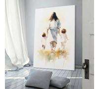 QBIREX Jesus Walking with Children Art Work for Home Walls for Living Room Bedroom 3d Wall Art 24x36inch(60x90cm)