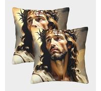 QBIREX 'Jesus Wears A Crown of Thorns' Poster, Picture, Metal Print, Paint by Loves Poster Pillows Covers Anti Allergy King Size Pillow Cases with Invisible Zipper 40x40cm