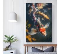 QBIREX Koi Fish Peaceful Waters Art Poster Canvas Wall Art Decorative Bedroom Modern Home Print Picture Artworkss 3D Wall Art Living Room 12x18inch(30x45cm)