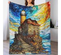 QBIREX Lighthouse on A Cliff Bed Blanket Double Microfiber Single Blanket for Chair Men 60x80inch(150x200cm)
