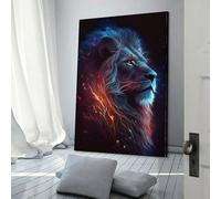QBIREX Lion Face Canvas Wall Art Wall Decor Painting Poster for Office Home Wall Decor Colorful Modern Artwork Stretched Easy to Hang 12x18inch(30x45cm)