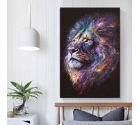 QBIREX Lion Face Cosmic Galaxy Poster Canvas Painting Wall Art Nordic Prints For Home Decor Picture Gifts Women Men 16x24inch(40x60cm)